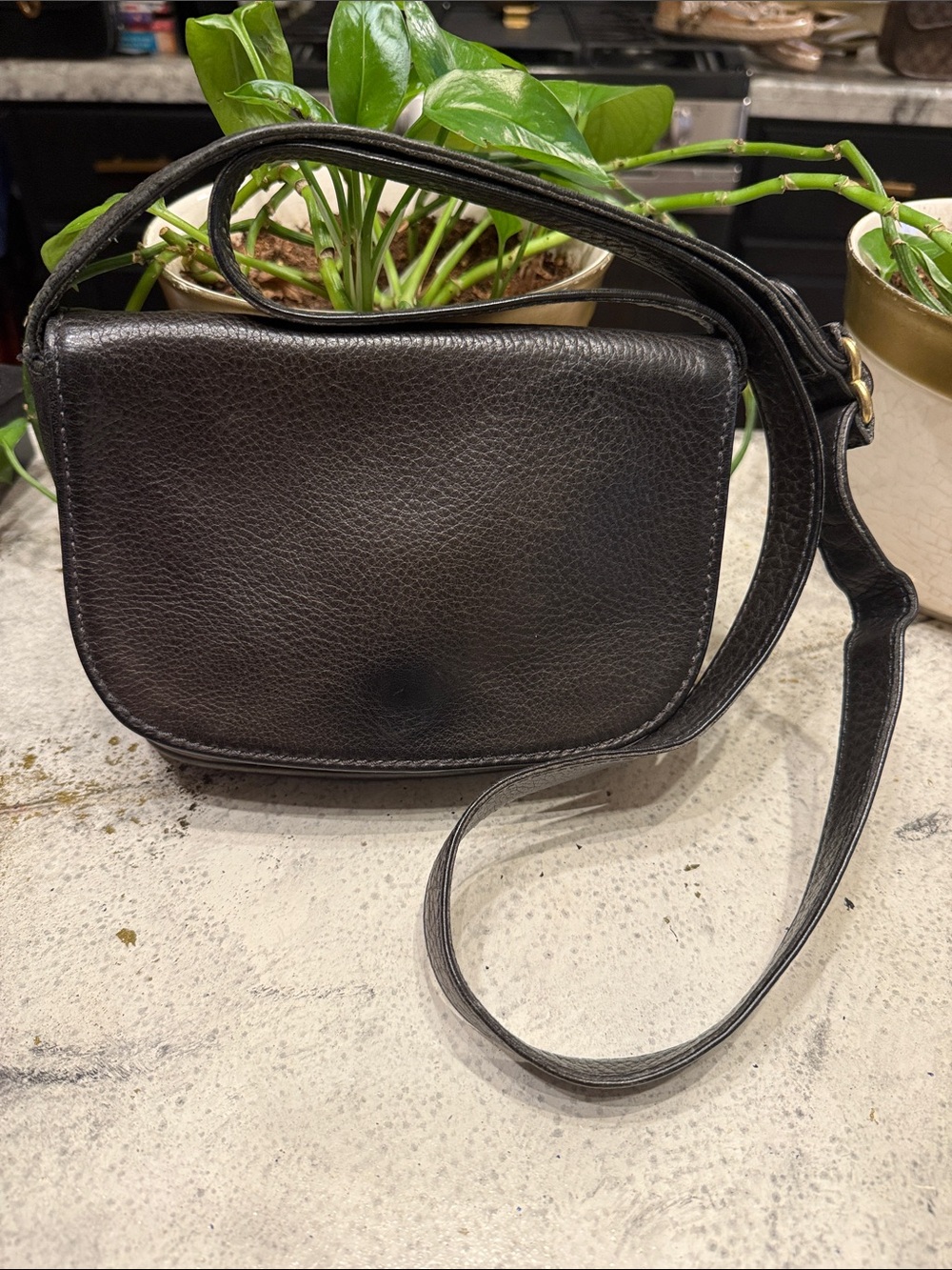 Vintage Coach Sonoma 4919 Dark Green Pebbled Leather Crossbody Bag Made in USA